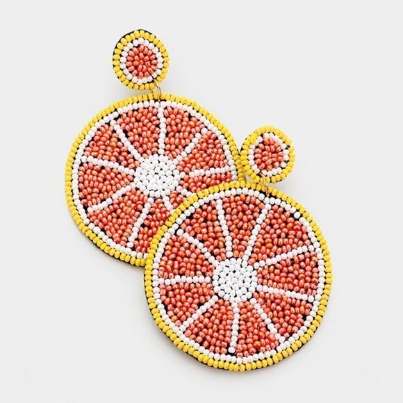 Grapefruit Seed Bead Earrings - Picture 3 of 3